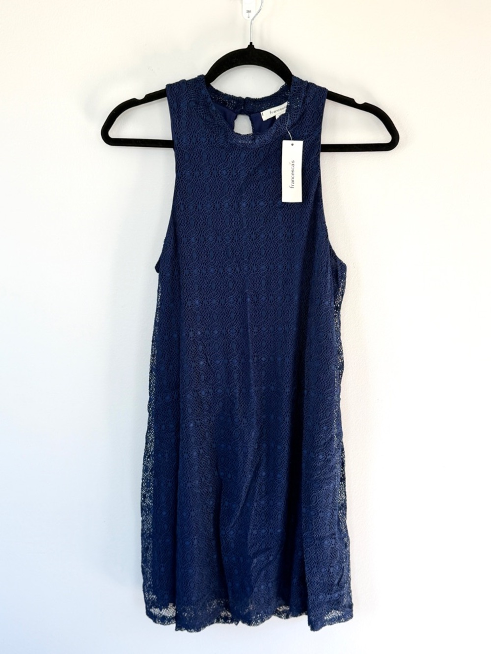 Francesca's Navy Lace Sleeveless Shift Dress